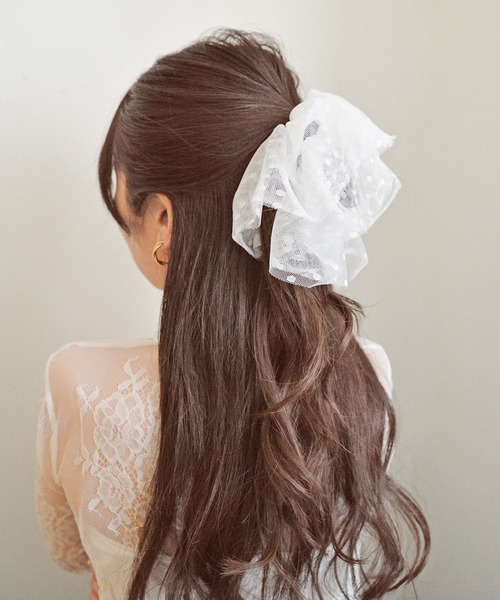 オーガンジーシュシュ　チュール オーガンジーシュシュ チュール フェミニン ヘアゴム シースルー ヘア