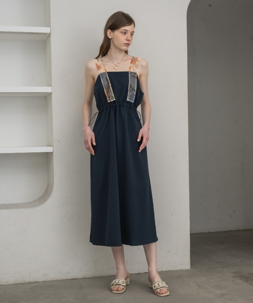 ワンピース flower mernaid onepiece ワンピース flower shoulder drawstring onepiece/肩紐オーガンジー