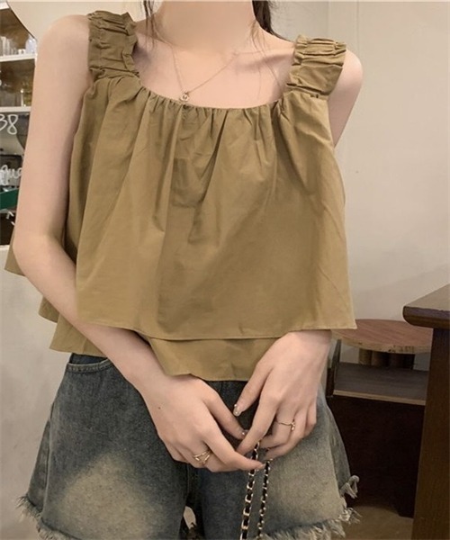 FREE STYLISTS キャミソール ノースリーブ ショート丈ショルダー