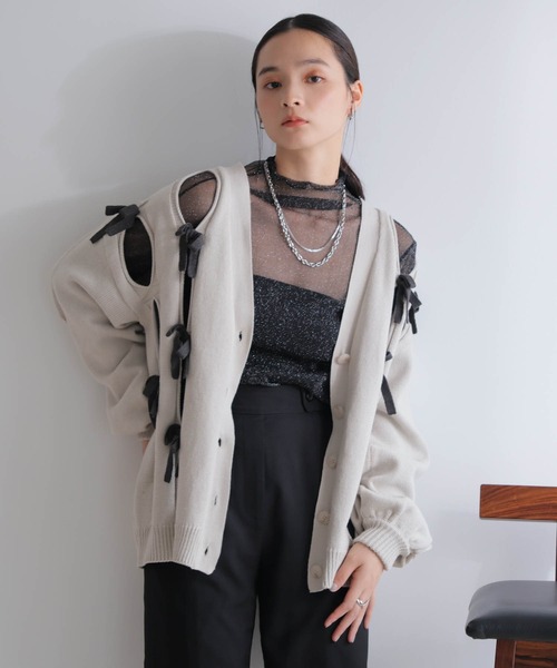 レディメイド（LADYMADE）/ホールリボンニットカーディガン LADYMADE（レディメイド） カーディガン ホールリボンニット