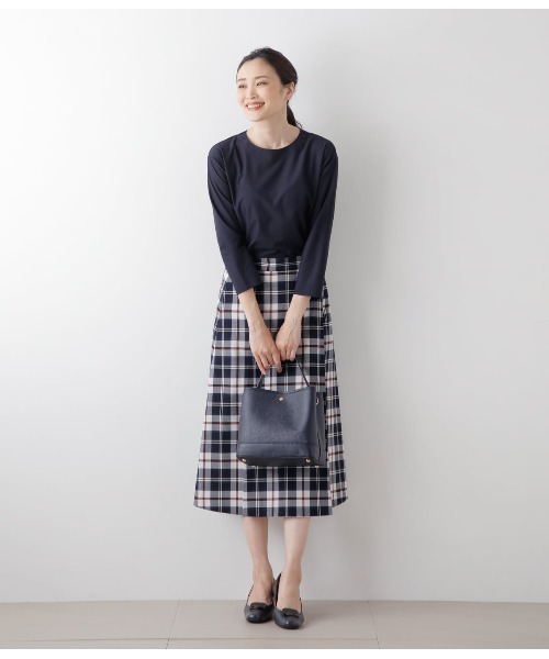 tシャツ ストレッチトリコット バックファスナー7分袖Tシャツ レディース NEWYORKER tシャツ ストレッチトリコット バックファスナー7分袖