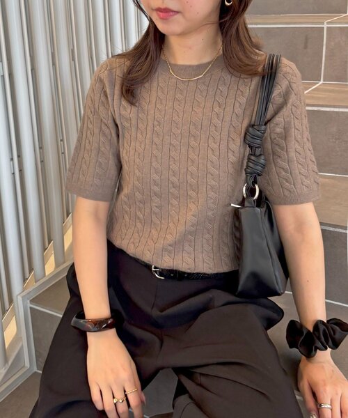 Discoat（ディスコート） ニット セーター モチモチケーブル半袖プル