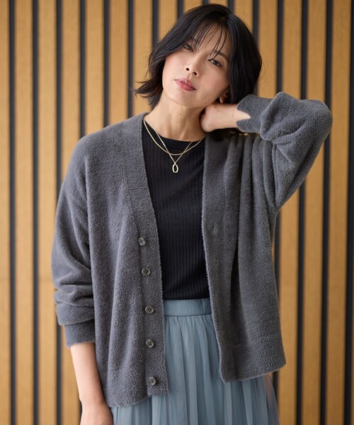 カーディガン フェザーニットカーディガン「手洗い可能」 レディース any FAM カーディガン 「洗濯機可」フェザーニットカーディガン