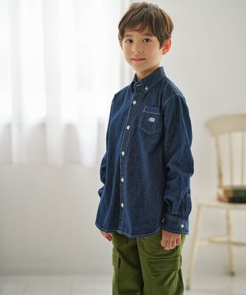 デニムダンガリー❤子供用デニムボタンアップシャツ　ジャケット　キッズデニムシャツ J.PRESS（J.プレス） ブラウス シャツ 「110-130cm」5.5オンス