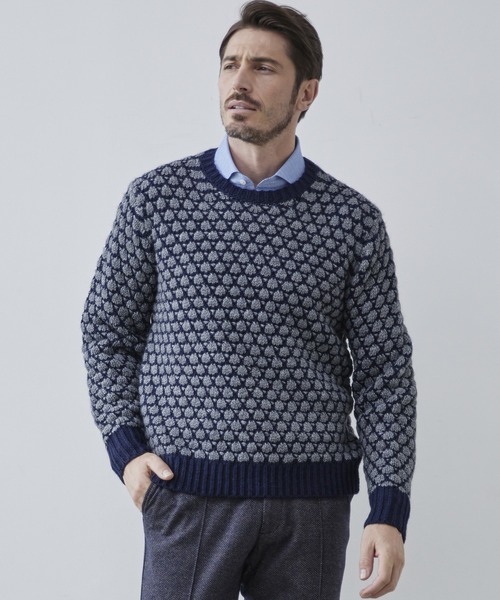 G-STAGE イタリア製 ダッフルコート ローゲージニット 編み込み Lサイズ qzilla_gs032