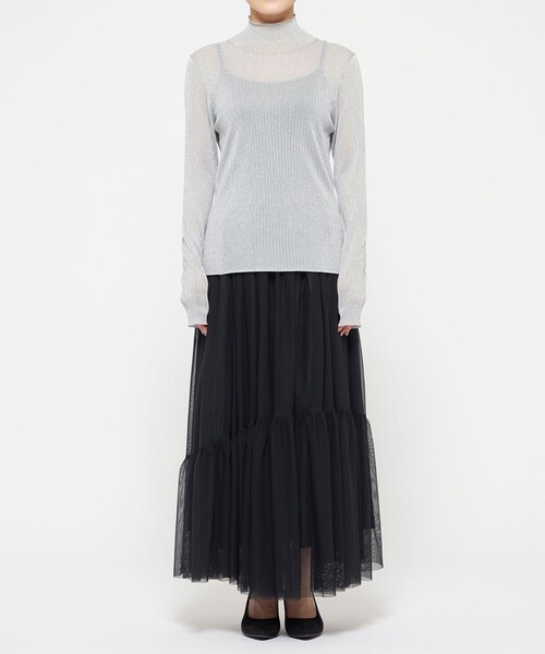 uncrave(アンクレイヴ) 長袖セーター サイズ2 M レディース美品  - 黒×ブラウン タートルネック/ラメ uncrave（アンクレイヴ） ニット セーター ラメ シアー ハイネック
