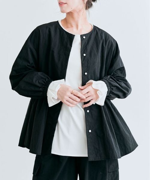 ブルゾン アウター 撥水 ペプラム ノーカラー レディース : ZOZOTOWN