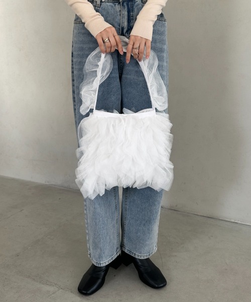 チュールバック トートバッグ スクエアチュールトートバッグ レディース : ZOZOTOWN