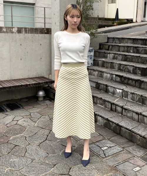 スカート 変形ストライプニットスカート : ZOZOTOWN Yahoo!店 - 通販