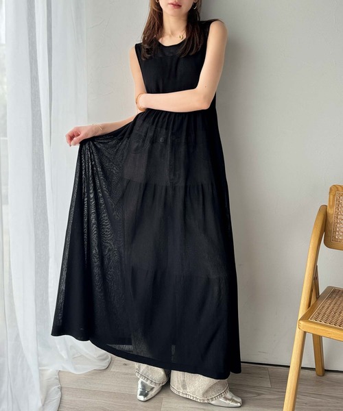 【HOBBS】リゾート感満載♪フェミニンティアードワンピース classicalelf ワンピース ふんわり透け感で大人フェミニン。前後