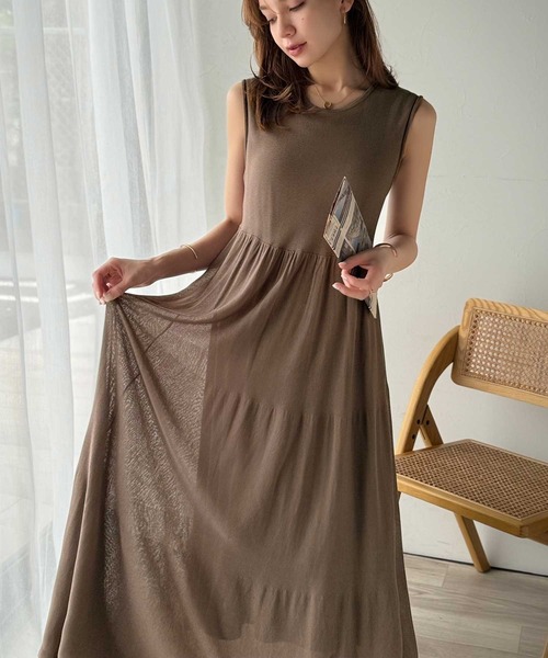 【HOBBS】リゾート感満載♪フェミニンティアードワンピース classicalelf ワンピース ふんわり透け感で大人フェミニン。前後