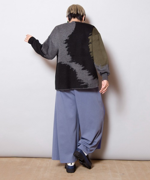 OSMOSIS ジャージーフレアーパンツ OSMOSIS パンツ 配色ジャージーフレアーパンツ レディース