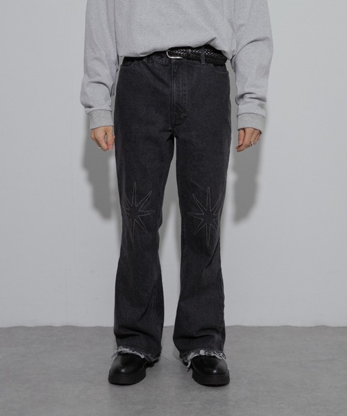 美品❣️G.O.A❣️メンズ❣️フレア❣️ブラック❣️パンツ❣️裾絞り付き❣️ SENSE OF PLACE by URBAN RESEARCH ジーンズ 「別注」SHUHEI KOKI