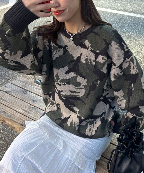 CIAOPANIC（チャオパニック） ニット セーター ハイゲージカモフラ