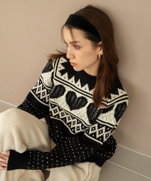 Nu ニット セーター 「Nu」ノルディックハートニット レディース