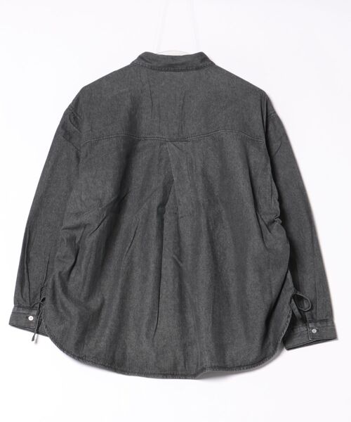 SOMETHING ブラウス シャツ サイドギャザーデニムシャツ