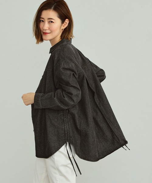 ブラウス シャツ 「SOMETHING」ギャザーデニムシャツ レディース SOMETHING ブラウス シャツ 「SOMETHING」ギャザーデニムシャツ