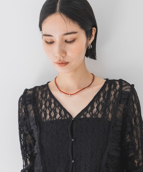 nob様JS レース ブラウス　ブラック JEANASIS ブラウス シャツ パッチワークレースVブラウス/328073