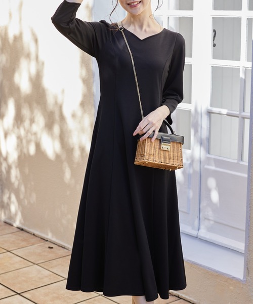 【韓国ブランド】ODEハートネックフレアーワンピース tocco closet ワンピース UVカット♪ハートネックフレア