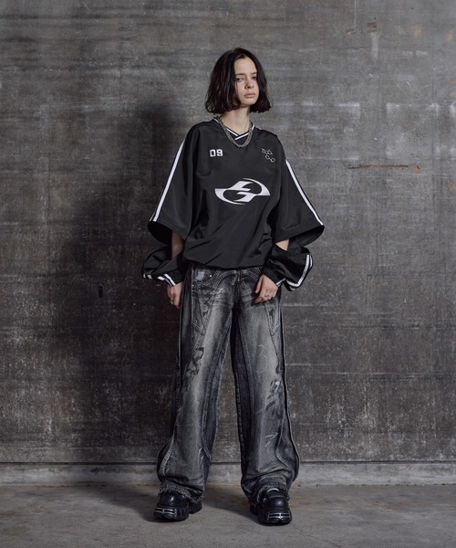 LILL 袖脱着可能ZIP3wayプルオーバーゲームシャツ ブラック ERAR】ジップアーム3wayプルオーバーハイギミックゲームシャツ/ロングT