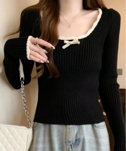 ニット　カシミヤ　トップス　ヴァレンティノ　レース　リボン　ドレス　セーター ニット カシミヤ トップス ヴァレンティノ レース リボン ドレス
