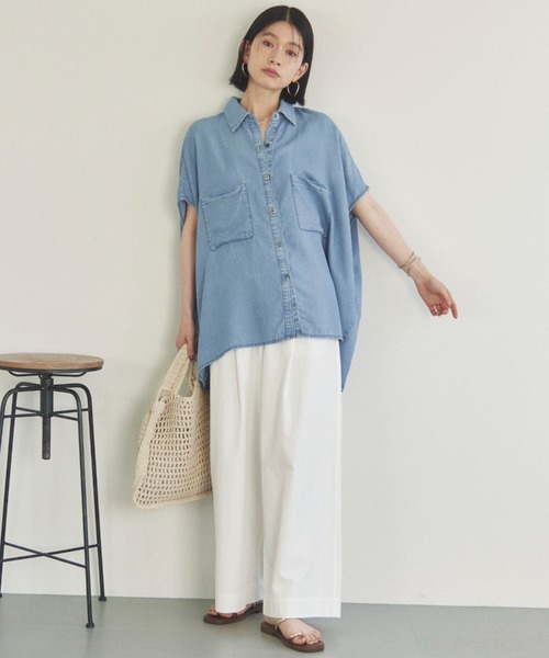 ブラウス シャツ ソフトデニムフレンチシャツ レディース DOUX ARCHIVES ブラウス シャツ ソフトデニムフレンチシャツ