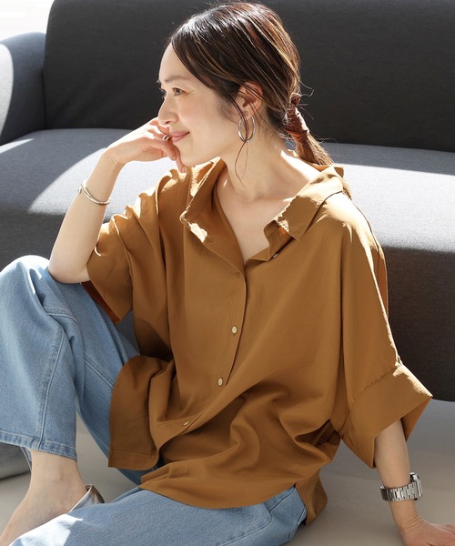 Aletta vita ブラウス シャツ エステルローン前開きドルマンブラウス