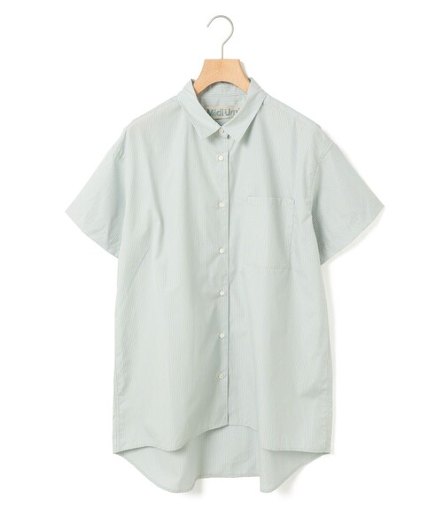 ブラウス シャツ MidiUmi ハーフスリーブ柄ワイドロングシャツ レディース
