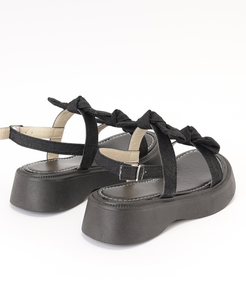 美品【OHGA】ダブルリボンサンダル L ブラック OHGA]ダブルリボンサンダル | KOBUNSHA SELECT SHOP | [OHGA
