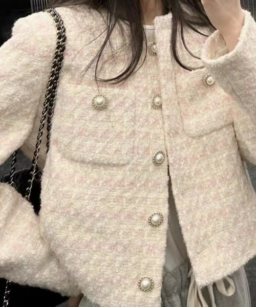 SEU ジャケット ノーカラージャケット ノーカラーツイードショート