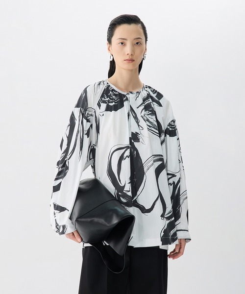 ブラウス シャツ Brushstroke Floral Smock Shirt / フローラルスモックシャツブラウス レディース