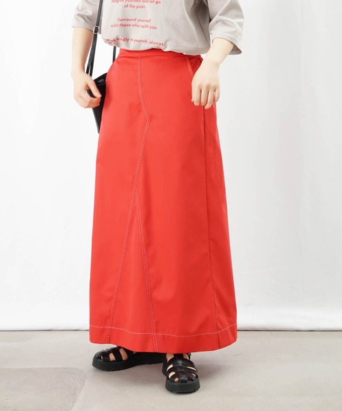 LUCA LADY LUCK LUCA チェックスカート 日本製 LADY LUCK LUCA スカート LC/LLL 配色ステッチリメイク風