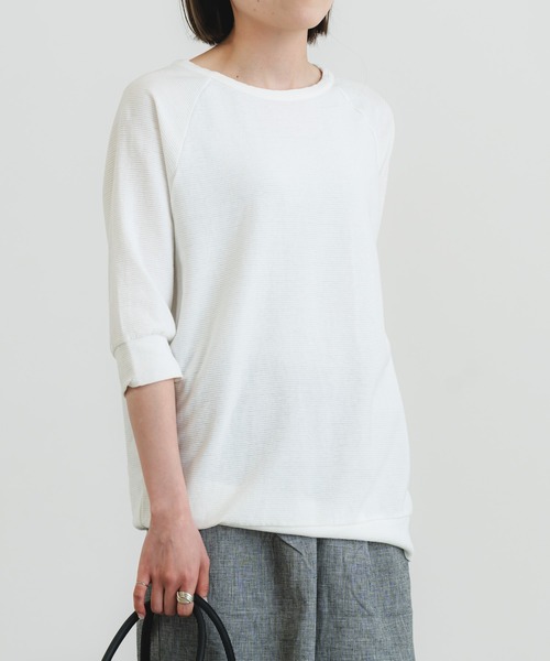 tシャツ ラフステア天竺5分袖ラグランプルオーバー レディース