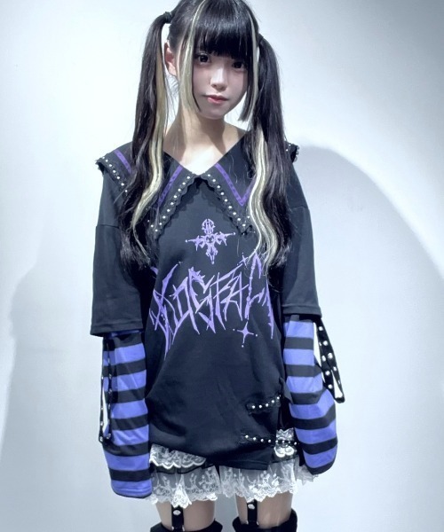 tシャツ A'GEM/9 × .kom 「AOSPACE」カラーレイヤードロングスリーブTシャツ レディース