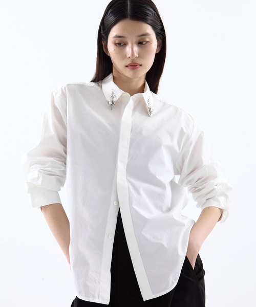 ブラウス シャツ 「tanakadaisuke/タナカダイスケ」crystal silver tip lapel shirt/クリスタルシルバーシャツ