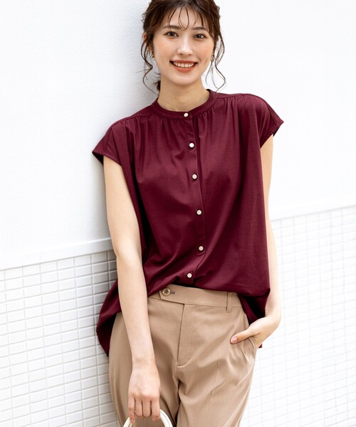 ANY SIS（エニィスィス） ブラウス シャツ 半袖 ハイストレッチ