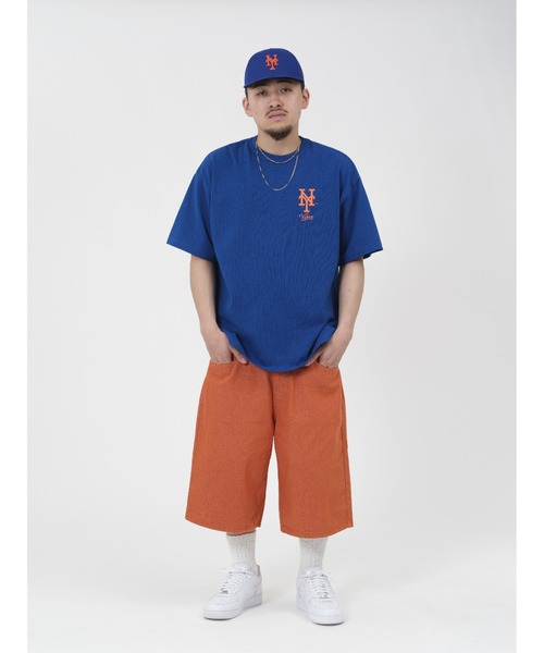 【KEBOZ】KEBOZ × MLB NEW YORK METS ROUND HEM S/S TEE KEBOZ tシャツ × MLB NEW YORK METS LOGO S/S TEE メンズ