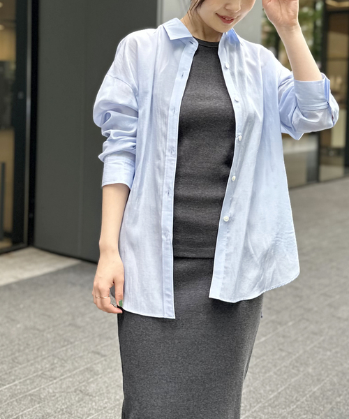 「NOBLE」 長袖シャツ - ブルー レディース