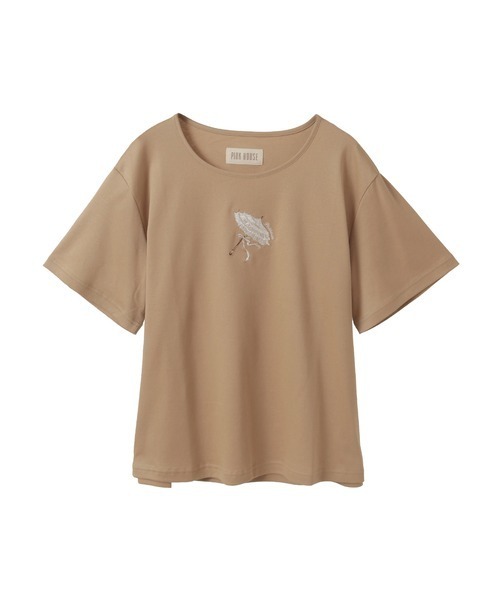 tシャツ パラソル刺繍カットソー レディース
