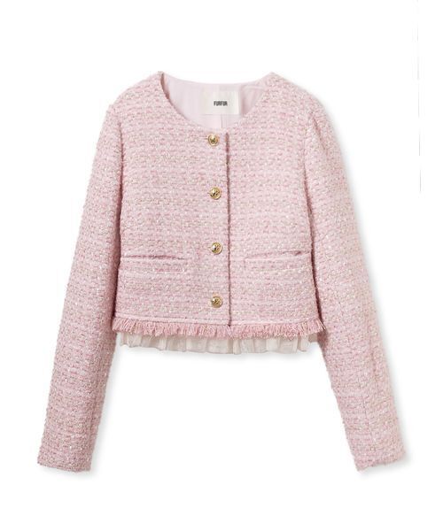 【美品】ルールロジェット　ノーカラー　ツイード　ジャケット　ピンクベージュ　1 楽天市場】ラメ ツイードジャケット ピンク レディース 春 ノー