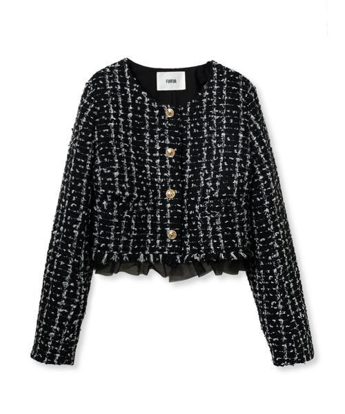 美品　foufou / フーフー ニットツィードノーカラージャケット FURFUR（ファーファー）の「【限定カラー】ツイードニット