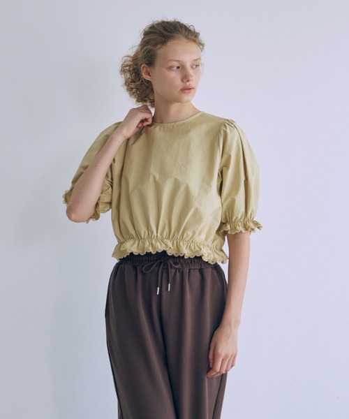 ブラウス シャツ Lace Trim Volume Tops レディースの画像