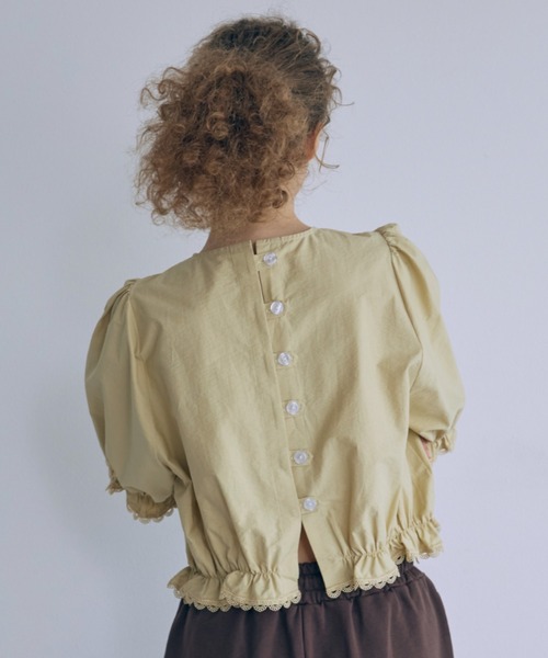 ブラウス シャツ Lace Trim Volume Tops レディースの画像