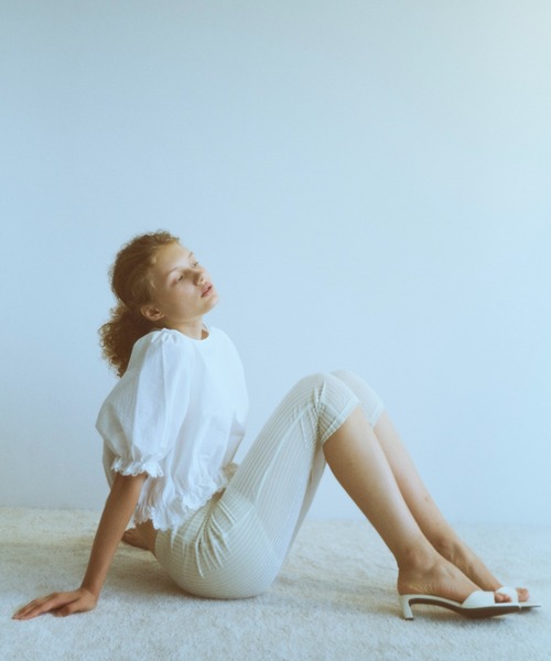 ブラウス シャツ Lace Trim Volume Tops レディースの画像