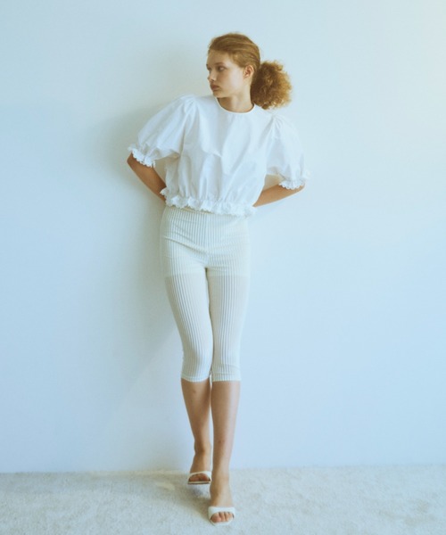 ブラウス シャツ Lace Trim Volume Tops レディースの画像