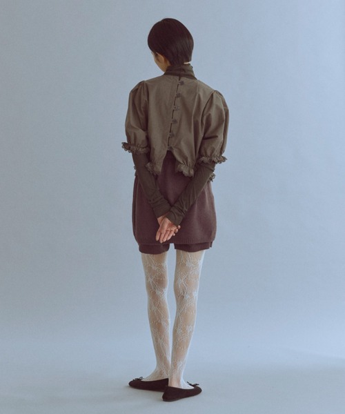 ブラウス シャツ Lace Trim Volume Tops レディースの画像