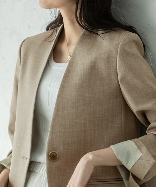 NOBLE（ノーブル） ノーカラーコート 38 ブラック レディース