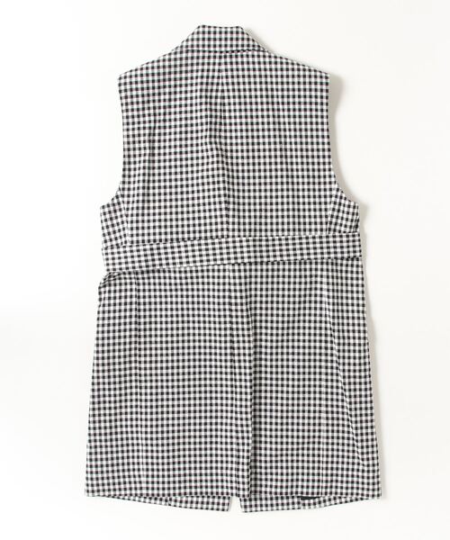 ベスト ジレ 「mikomori × THIRD MAGAZINE」COTTON SILK CHECKERED VEST レディースの画像
