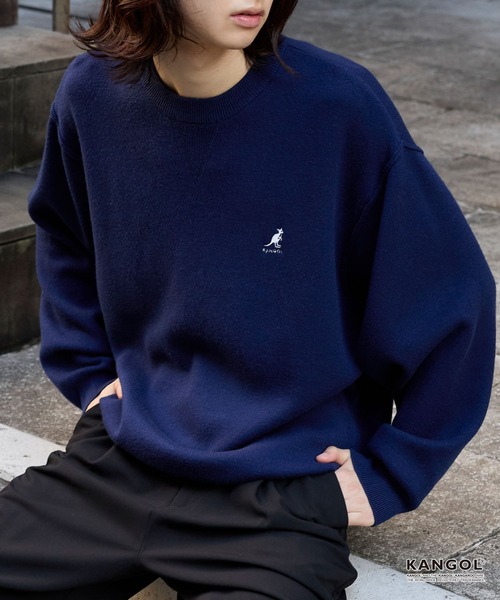 ニット セーター KANGOL/カンゴール 別注 ロゴ ワンポイント刺繍スウェットライククルーネックニットプルオーバー レディース メンズ | MONO-MART | 06