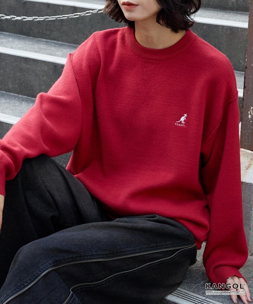 ニット セーター KANGOL/カンゴール 別注 ロゴ ワンポイント刺繍スウェットライククルーネックニットプルオーバー レディース メンズ | MONO-MART | 07